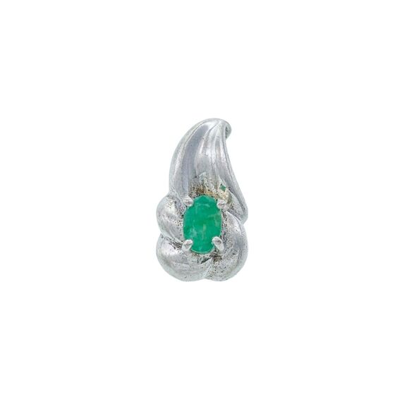 Vintage Sterling Silver 925 Green Emerald Swirl Abstract Pendant - Picture 1 of 5